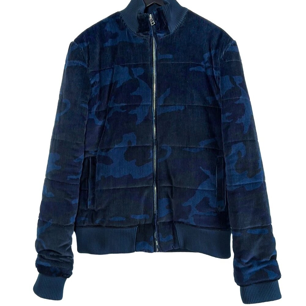 Faith Connexion Blue Black Camo Corduroy Bomber Jacket